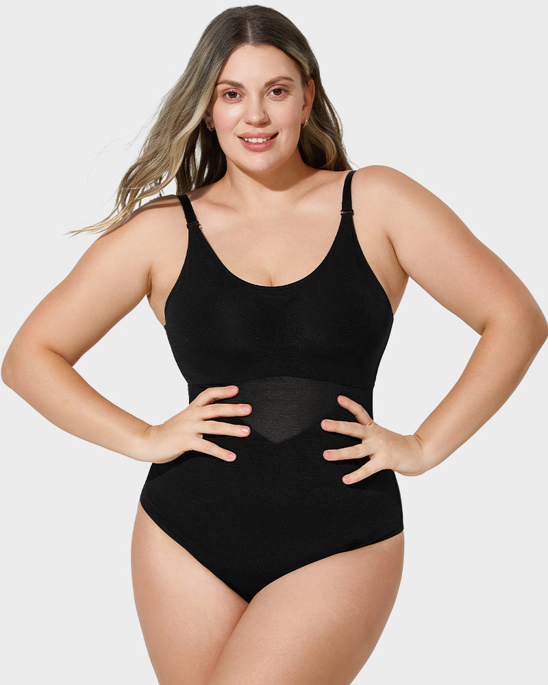 LuxeForm Criss-Cross Mesh Bodysuit | Sculpturend ontwerp voor een perfecte silhouet