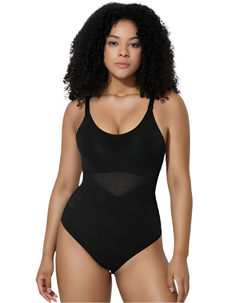 LuxeForm Criss-Cross Mesh Bodysuit | Sculpturend ontwerp voor een perfecte silhouet