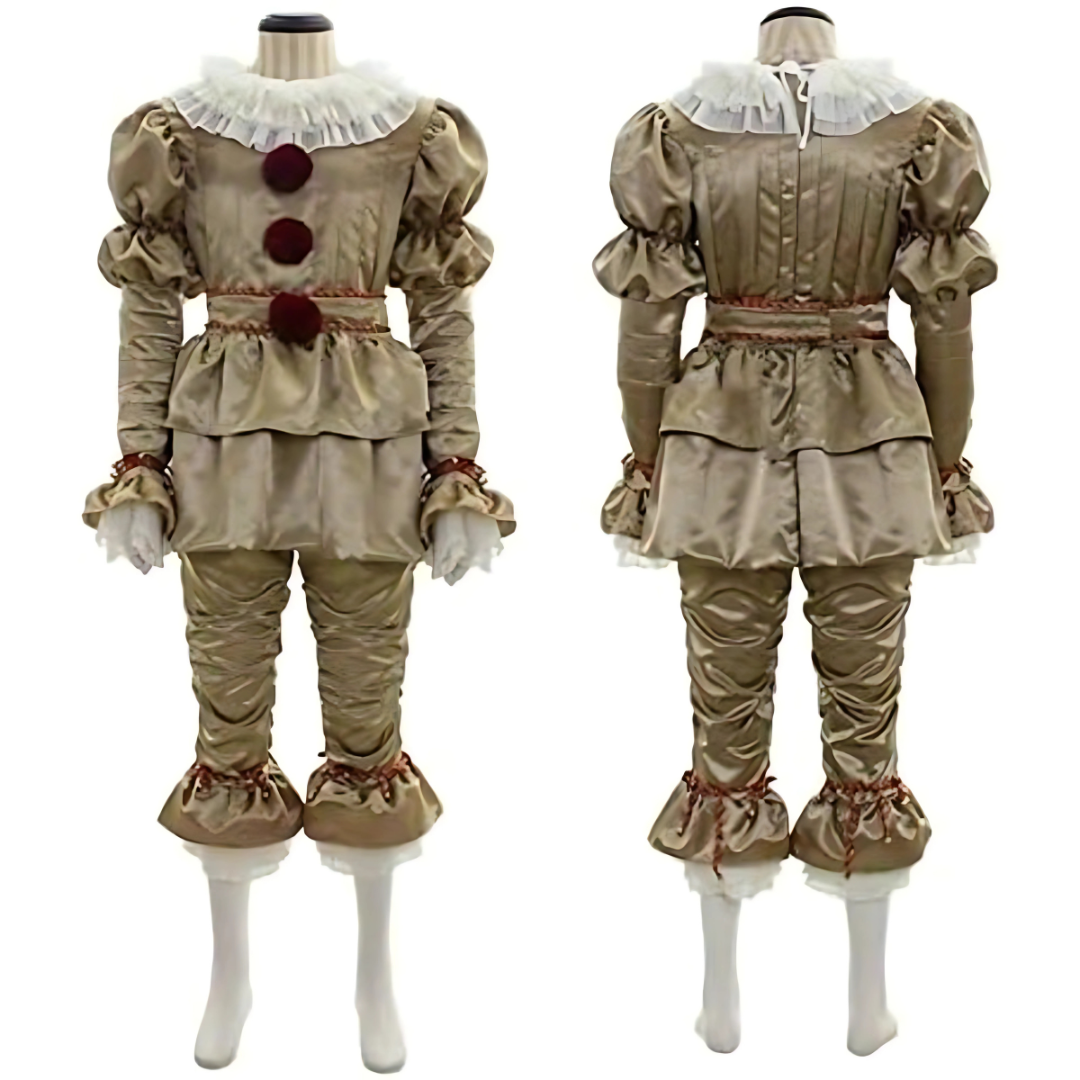 Vintage Lange Mouwen Halloween Clown Kostuum | Rimpeldetail