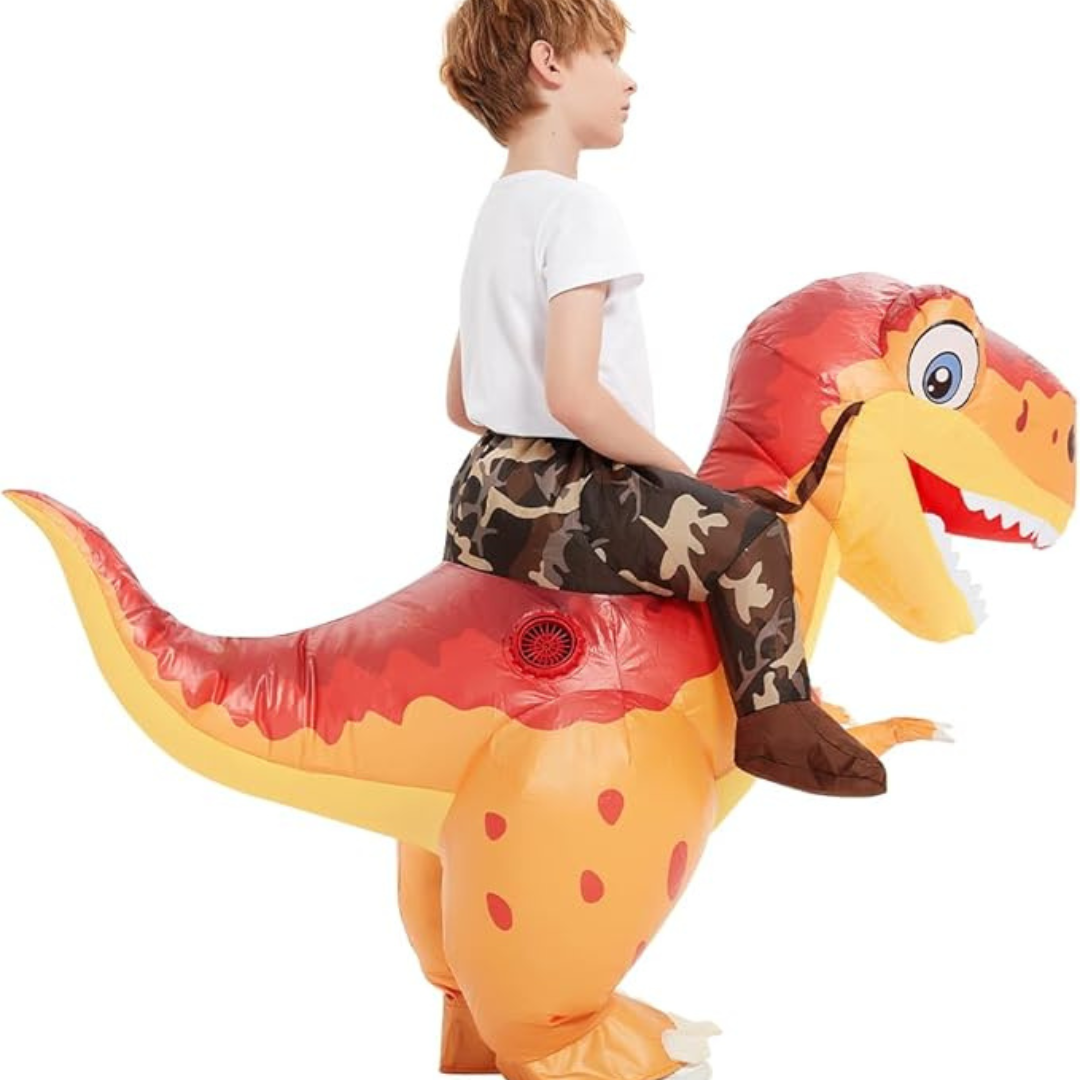 Kinderen Opblaasbare Halloween Dinosauruskostuum | Rijd-Op T-Rex met Ventilator