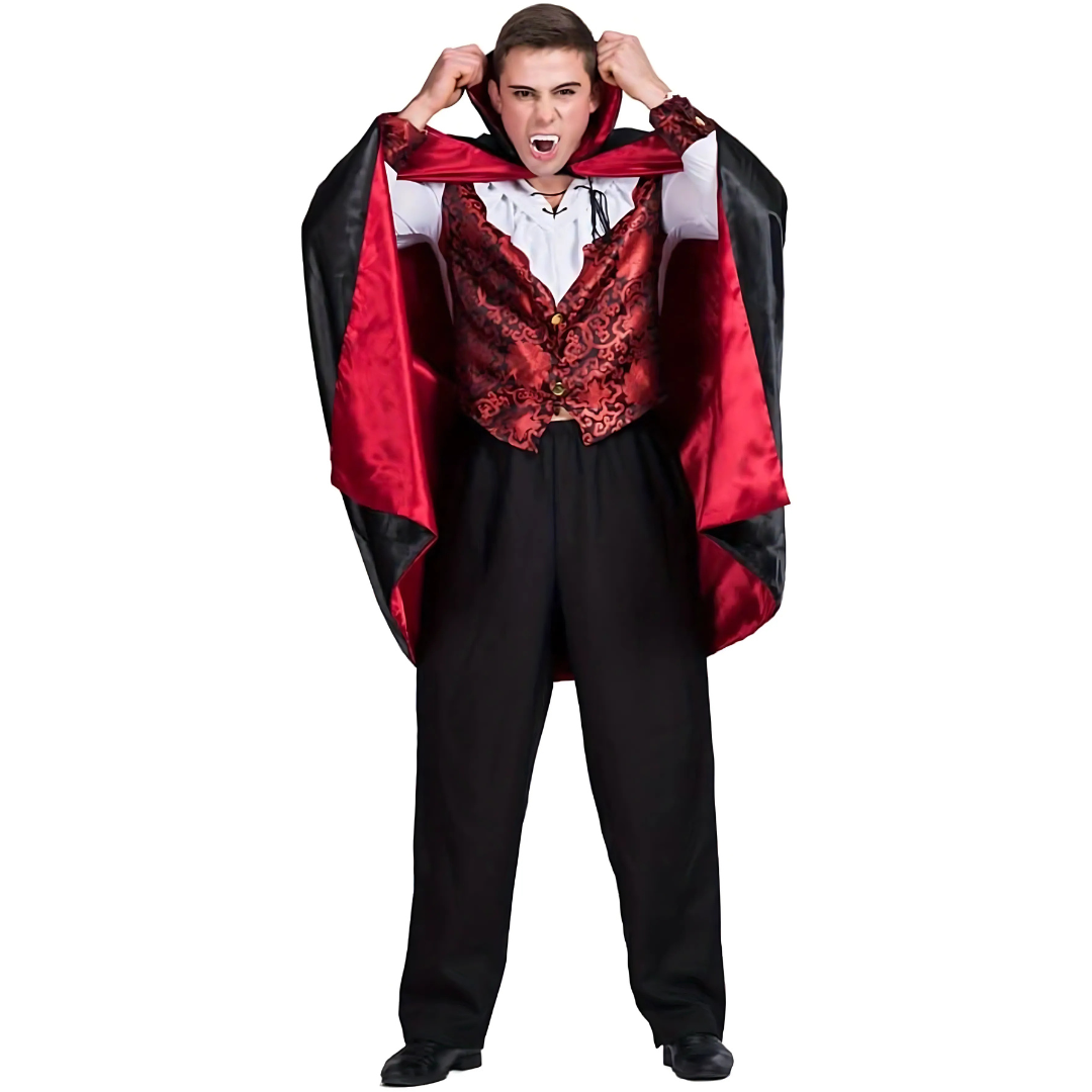 Mannen’s Angstaanjagend Vampier Halloween Kostuum | Gotische Lange Cape