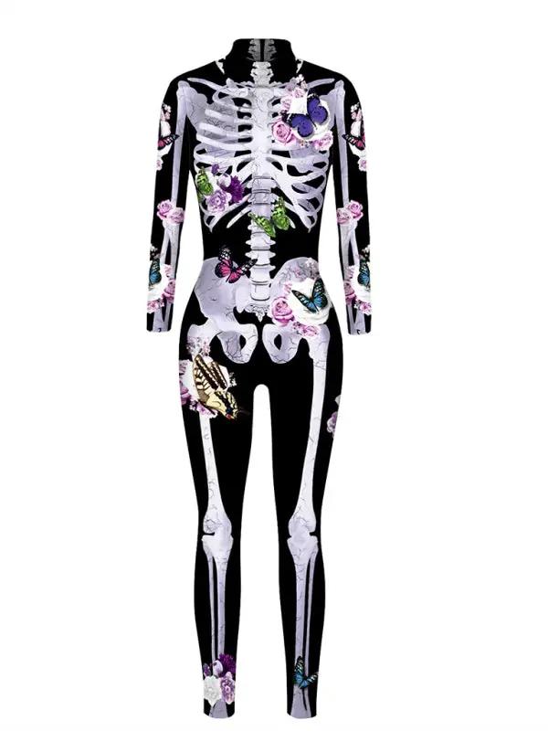 Dames Halloween Kostuum Jumpsuit | Lange Mouwen Skelet