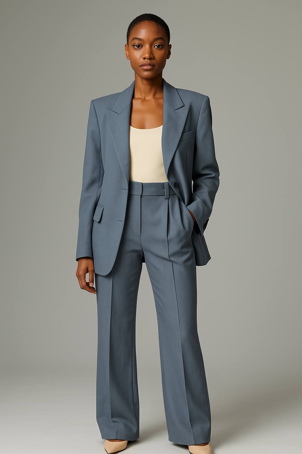 Elegante Tweedelige Dames Set – Blazer met Broek van Luchtige Stof
