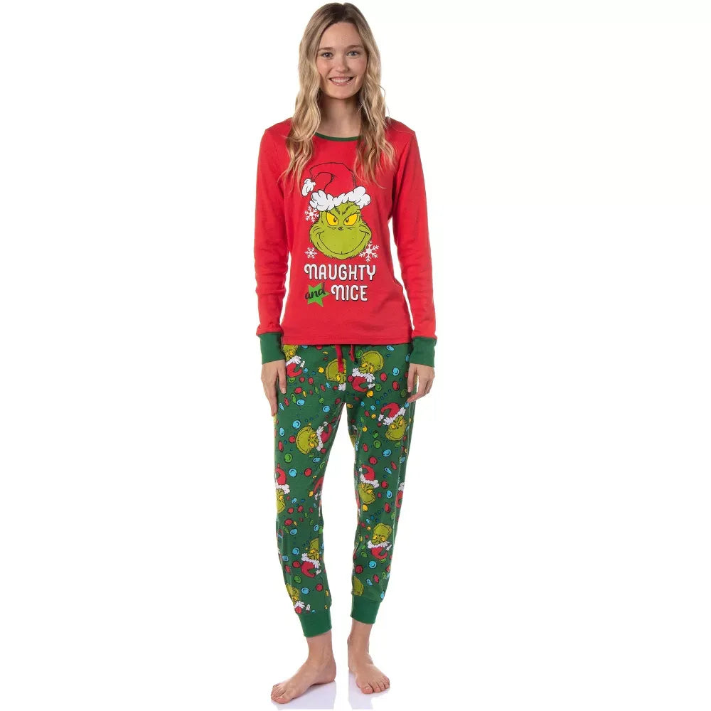 Rode en Groene Kerstkarakter Matchende Familie Kerst Pyjama's