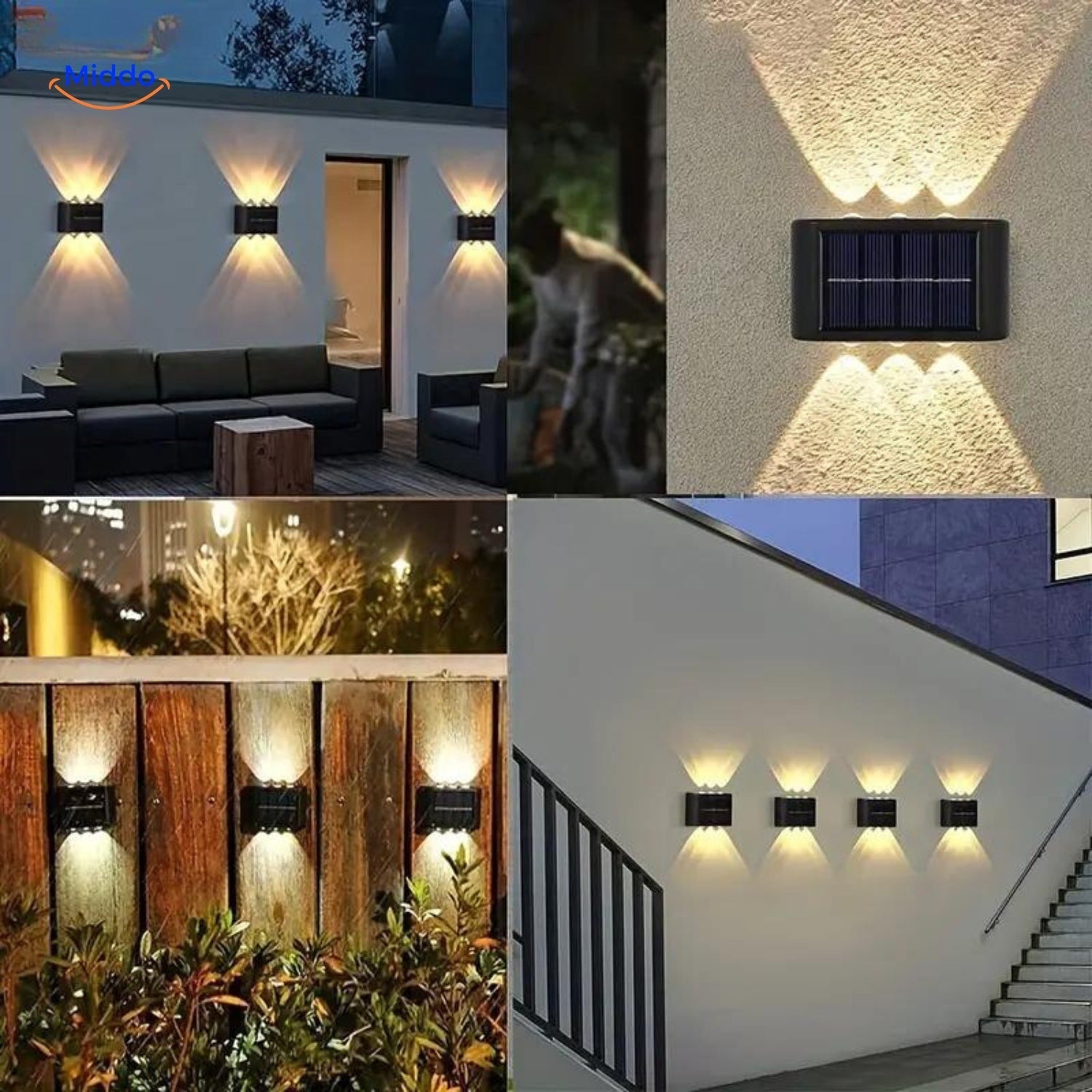 LumiGlow Solar-Wandlamp | Waterdichte LED met Dubbele Kop voor Stijlvolle Buitendecoratie