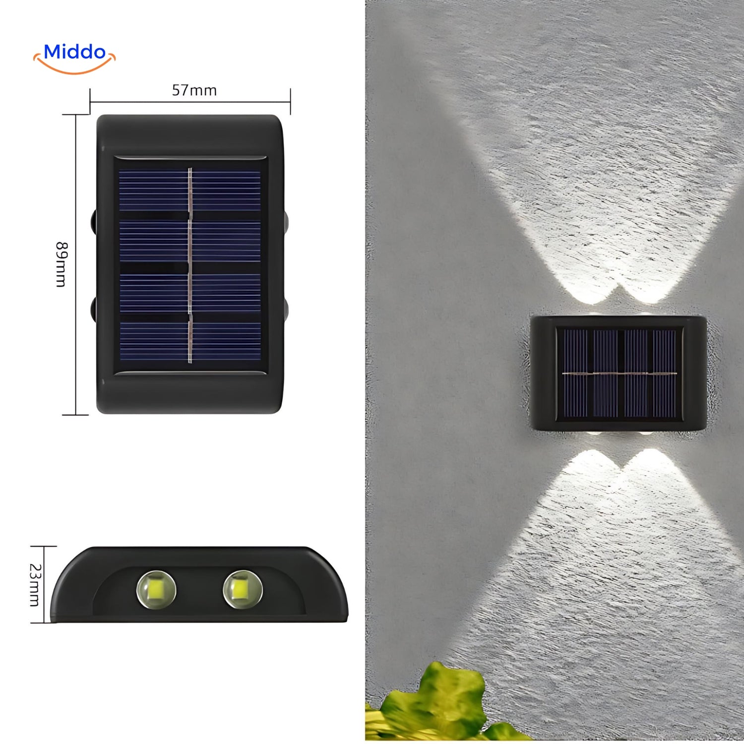 LumiGlow Solar-Wandlamp | Waterdichte LED met Dubbele Kop voor Stijlvolle Buitendecoratie
