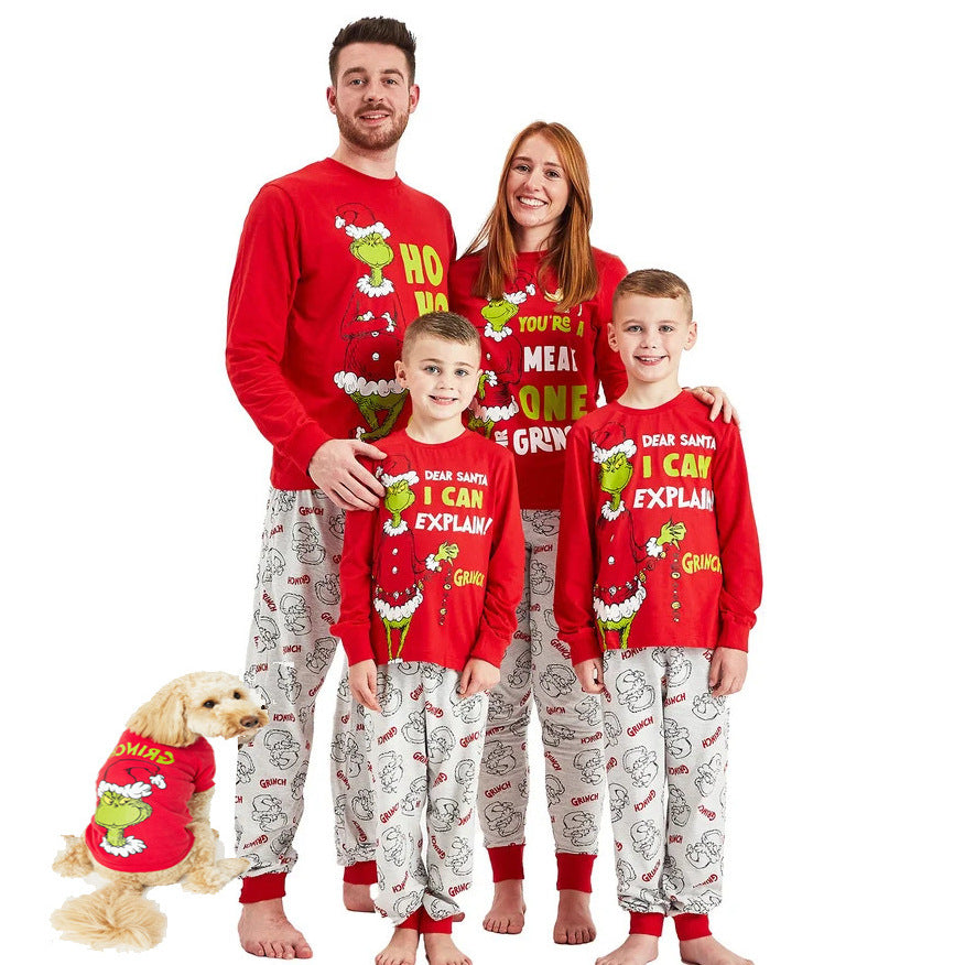 Classic Grinch Print Matching Family Kerst Pyjama's - Honden Pyjama's Inclusief