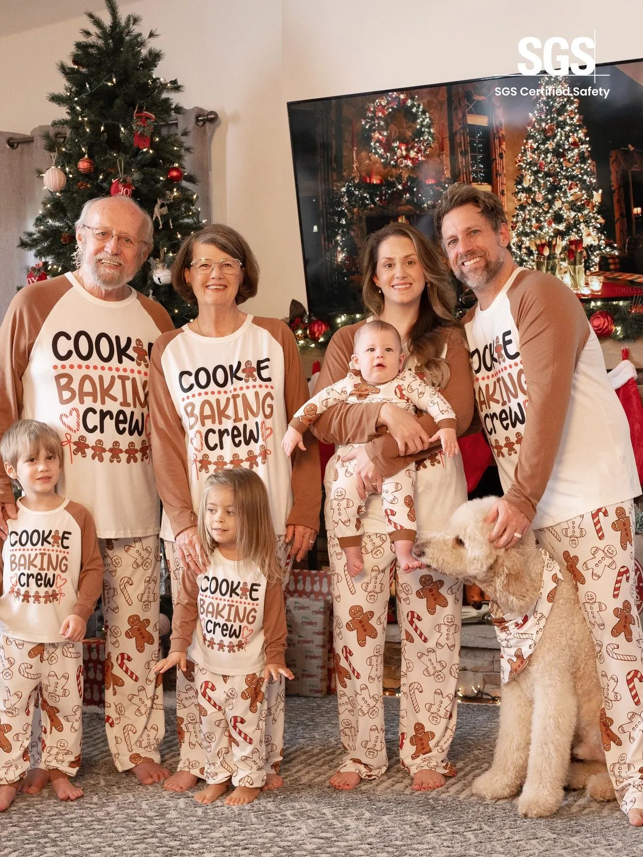 Koekjes Peperkoek Patroon Matching Familie Kerst Pyjama's - Honden Pyjama's Inbegrepen
