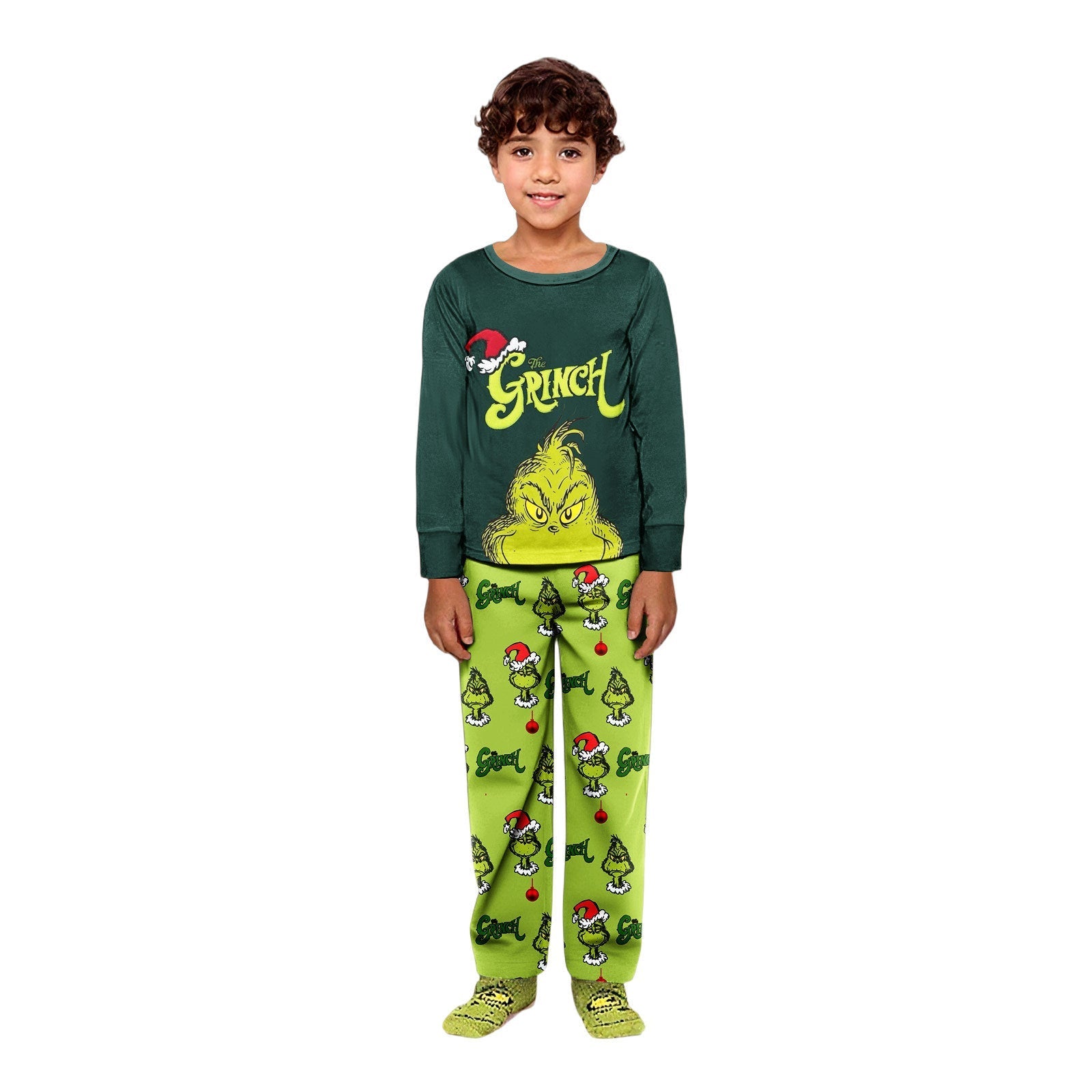 Schattige Groene Grinch Bijpassende Familie Kerst Pyjama's