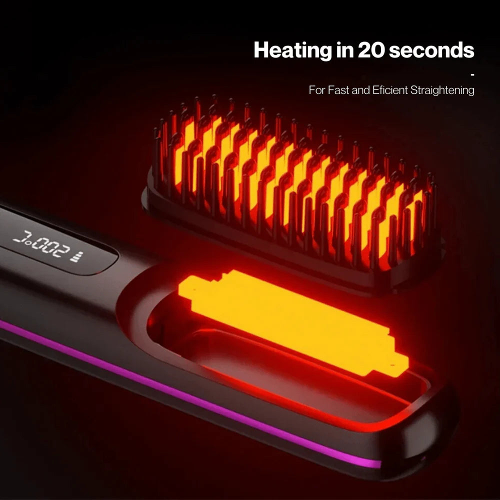 StyleEase Elektrische LCD Haarstyler Kam | Glad, Stijl en Glans Onderweg