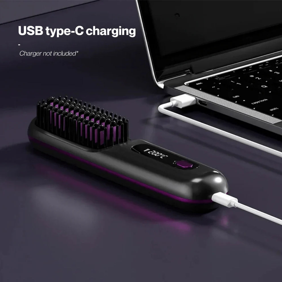 StyleEase Elektrische LCD Haarstyler Kam | Glad, Stijl en Glans Onderweg