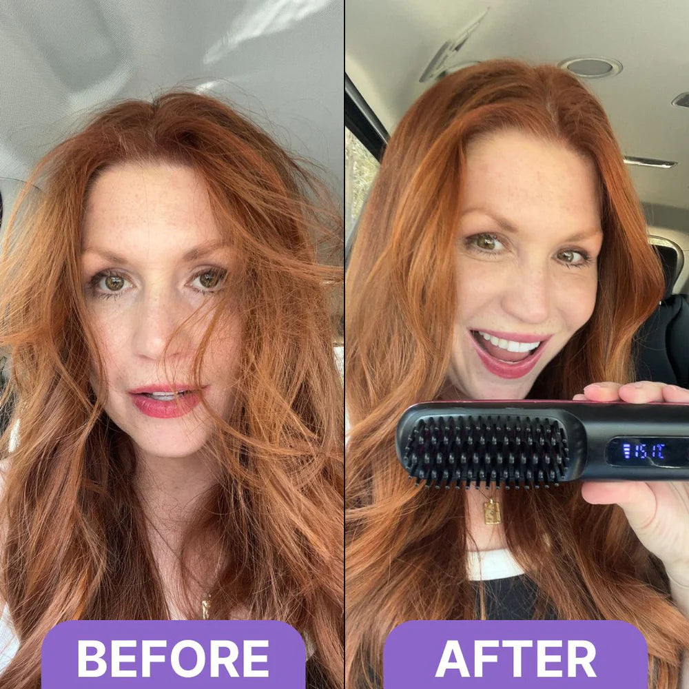 StyleEase Elektrische LCD Haarstyler Kam | Glad, Stijl en Glans Onderweg