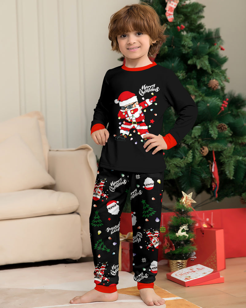 ClausJams | Ouder-Kind Pyjama Set met Santa Claus Lampje Print