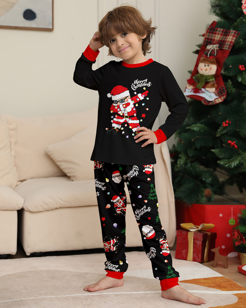 ClausJams | Ouder-Kind Pyjama Set met Santa Claus Lampje Print