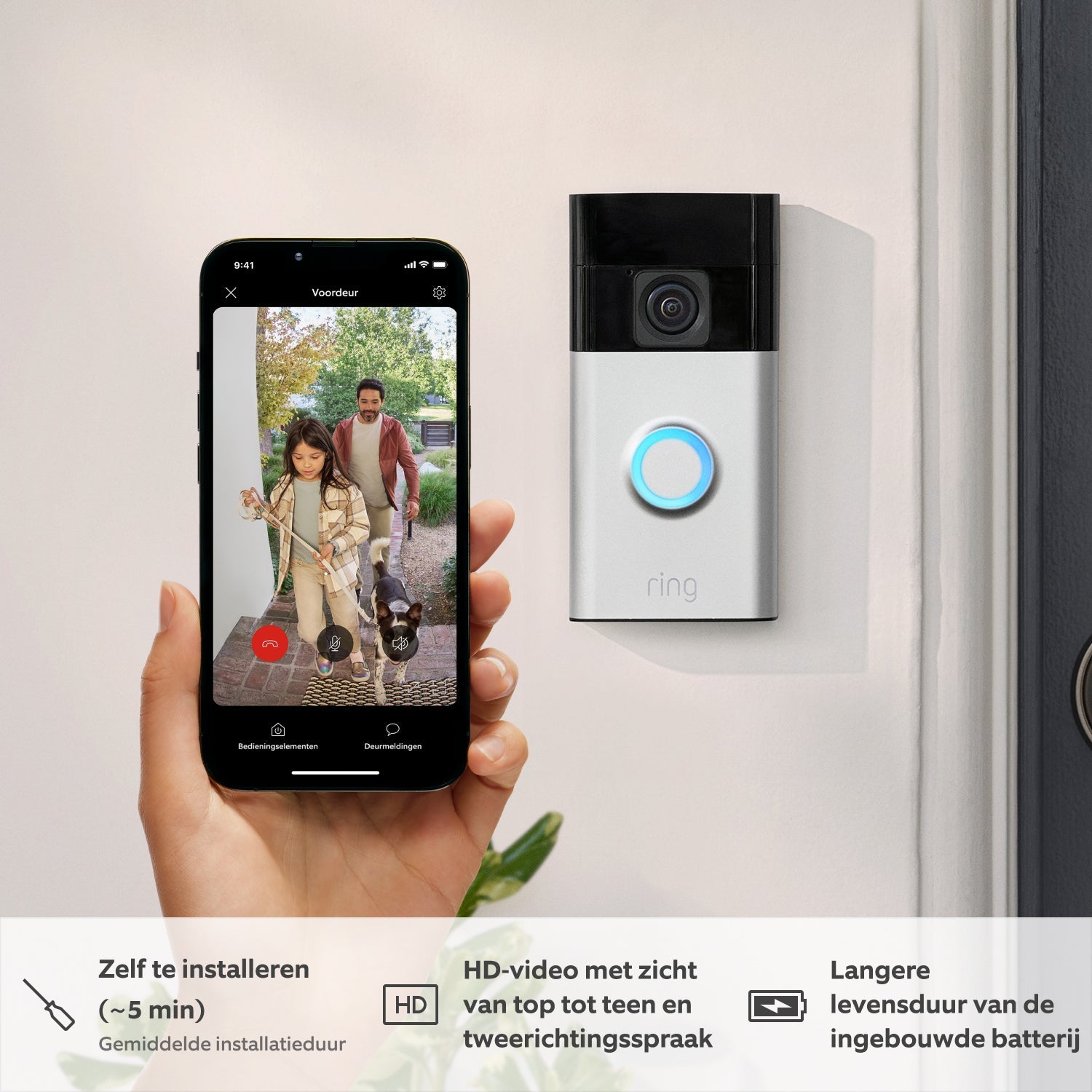 LuxGuard Luxe Videodeurbel | Draadloze videodeurbel met batterij voor ultieme beveiliging