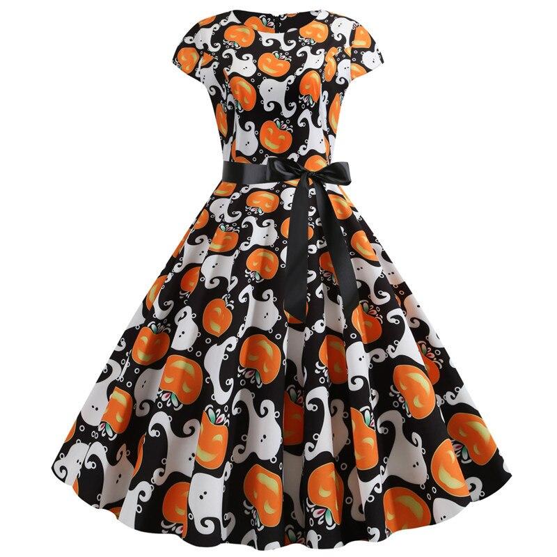 Halloween Pompoen Kostuum Jurk | Fit en Flare Midi