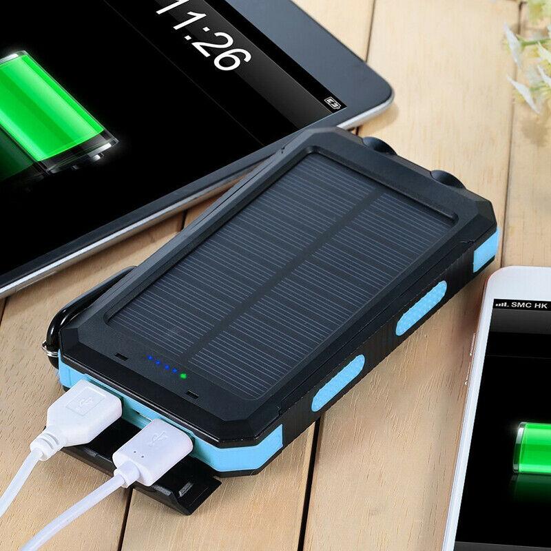 500000mAh Waterdichte Zonne-energie Powerbank met Dubbele USB-poorten en LED Zaklamp - Beste Draagbare Oplader voor Buitengebruik
