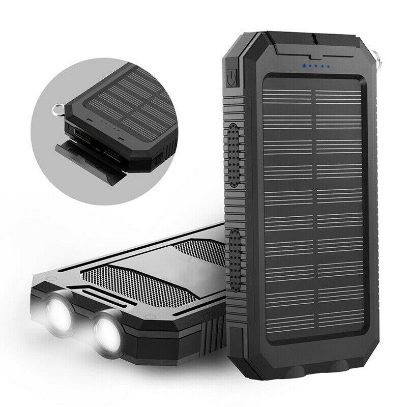 500000mAh Waterdichte Zonne-energie Powerbank met Dubbele USB-poorten en LED Zaklamp - Beste Draagbare Oplader voor Buitengebruik