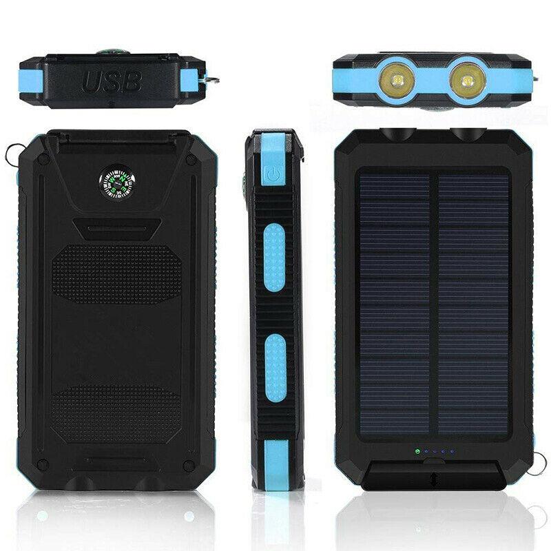 500000mAh Waterdichte Zonne-energie Powerbank met Dubbele USB-poorten en LED Zaklamp - Beste Draagbare Oplader voor Buitengebruik