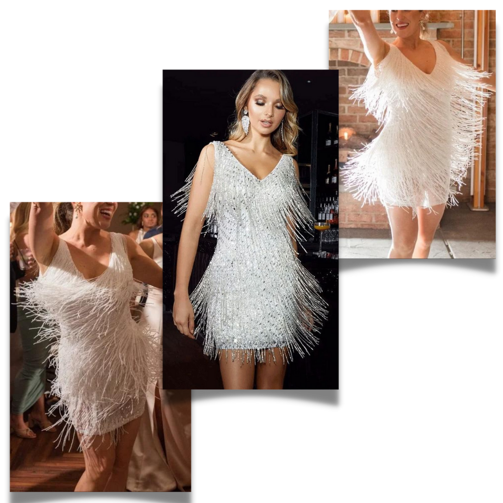 Pailletten V-Hals Slip Dress