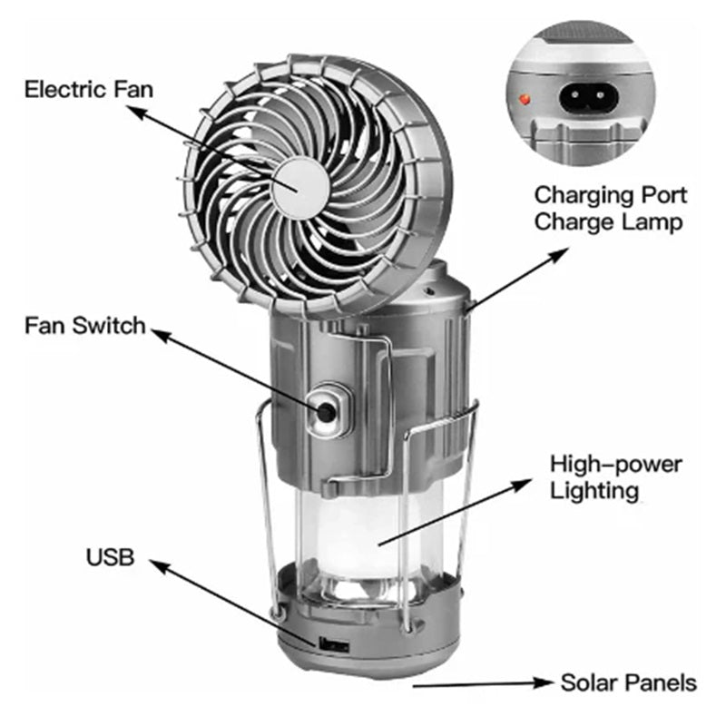 LuxeSolar Aventura 2 in 1 | Zonne-licht en draagbare ventilator voor buitenavonturen