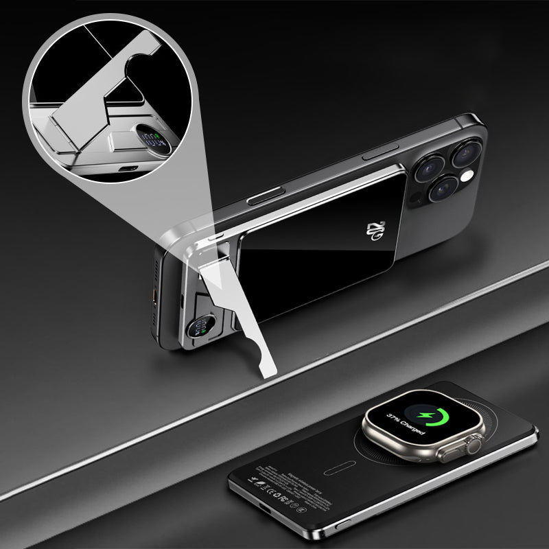 LuxuraTech Dual-Mode Magnetische Powerbank | Veelzijdige oplaadoplossing met geïntegreerde standaard voor ultiem gemak