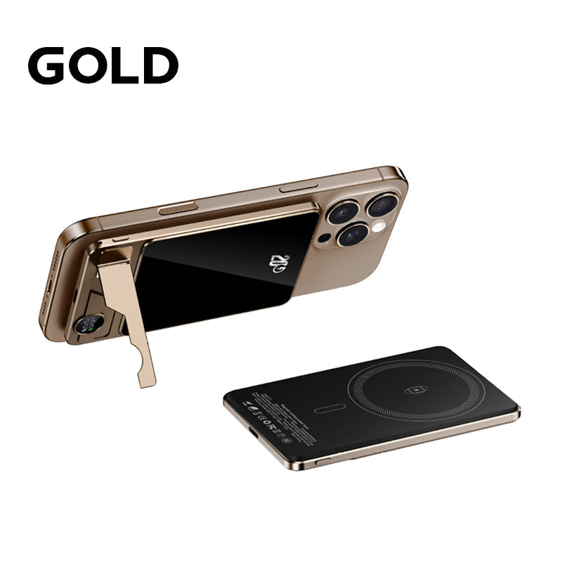 LuxuraTech Dual-Mode Magnetische Powerbank | Veelzijdige oplaadoplossing met geïntegreerde standaard voor ultiem gemak