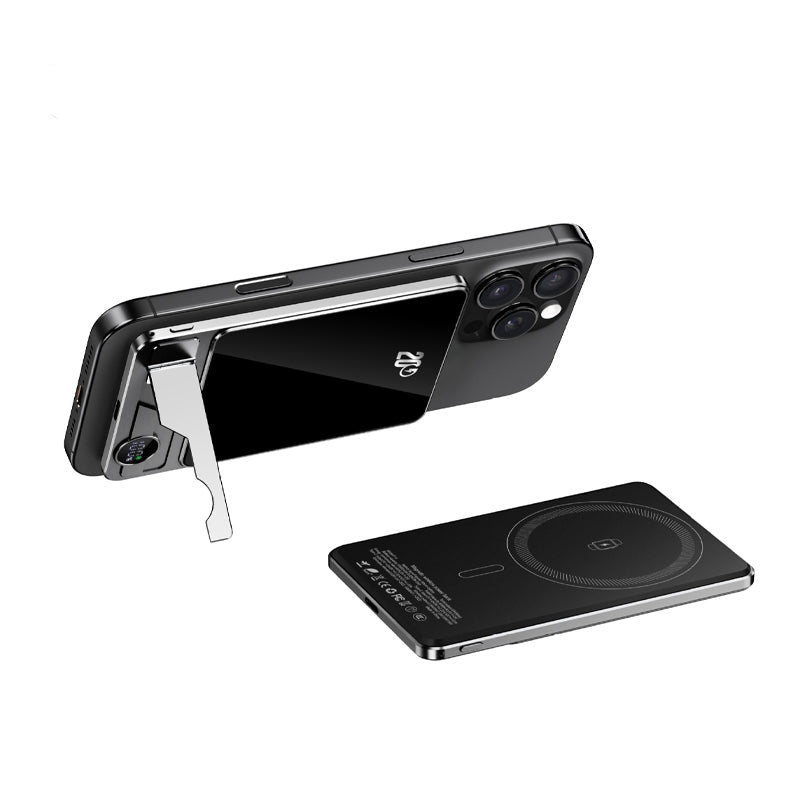 LuxuraTech Dual-Mode Magnetische Powerbank | Veelzijdige oplaadoplossing met geïntegreerde standaard voor ultiem gemak