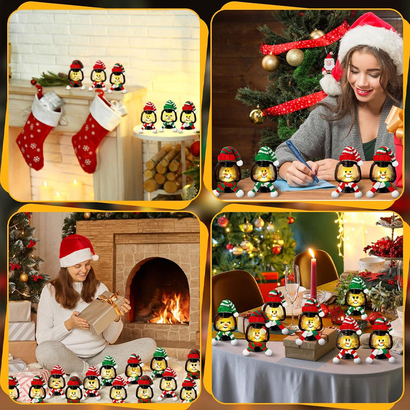 MiniFrost | Mini Sneeuwman Lantaarn Kerstdecoratie met Hoeden en Sjaals