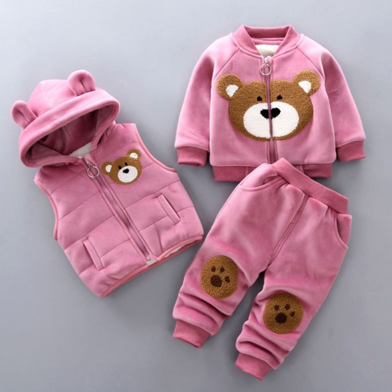 TeddyKids WinterSet CosyBear – 3-delig warm kinderoutfit met capuchon en oren