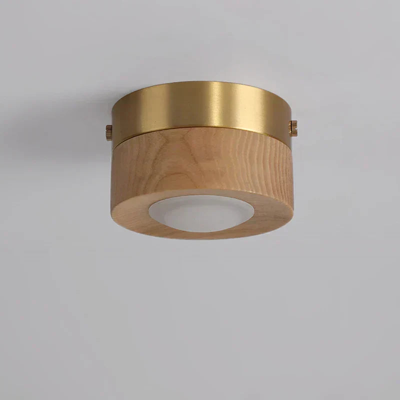 WoodenGlow - Walnoot Plafondlamp met LED Schijnwerper